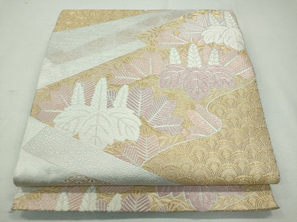 平和屋着物◎六通柄袋帯 枝松葉文 金糸 逸品 CAAI3705ku