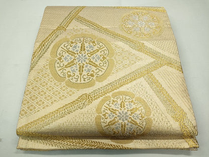 平和屋着物◎六通柄袋帯 吉祥花文 金銀糸 逸品 CAAI3720ku