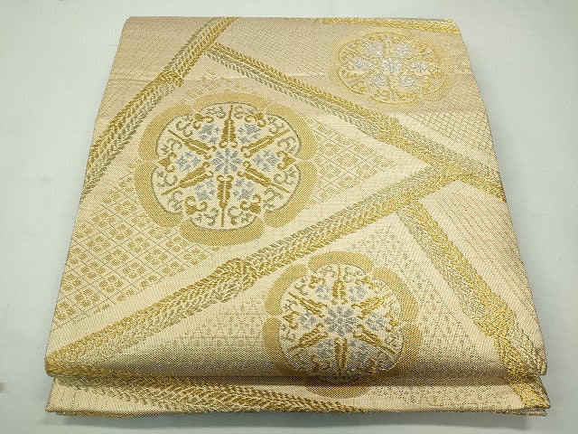 平和屋着物◎六通柄袋帯 吉祥花文 金銀糸 逸品 CAAI3720ku
