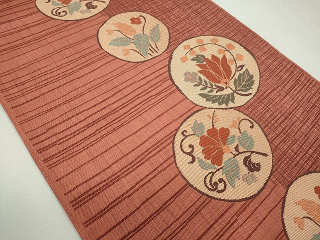 平和屋着物◎六通柄袋帯 花唐草丸文 逸品 CAAI3710ku