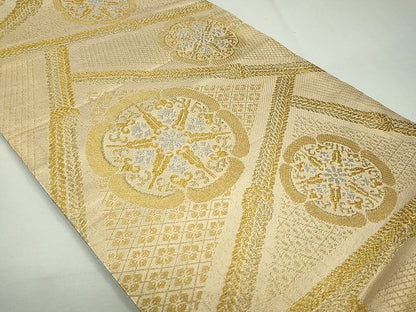平和屋着物◎六通柄袋帯 吉祥花文 金銀糸 逸品 CAAI3720ku