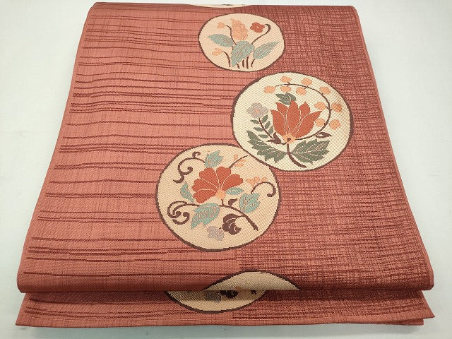 平和屋着物◎六通柄袋帯 花唐草丸文 逸品 CAAI3710ku