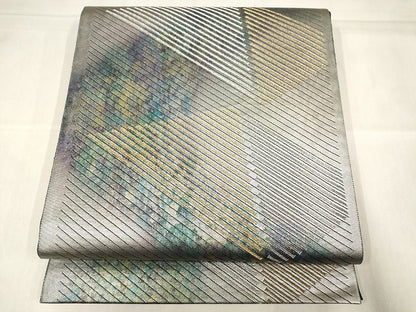 平和屋着物◎六通柄袋帯 霞幾何学文様 金銀糸 引箔 正絹 逸品 AAAL5297Bfw