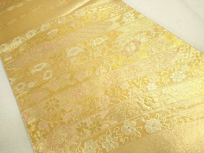 平和屋着物◎佐賀錦 六通柄袋帯 草花文 金糸 逸品 DAAJ2514mz