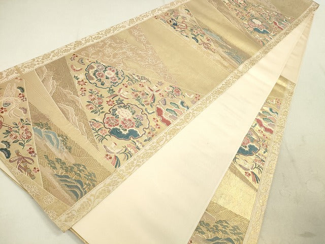 平和屋着物◎六通柄袋帯 唐織 厳島雪輪春秋文 金糸 引箔 逸品 DAAJ2575mz