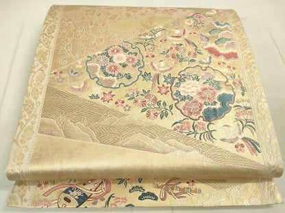 平和屋着物◎六通柄袋帯 唐織 厳島雪輪春秋文 金糸 引箔 逸品 DAAJ2575mz