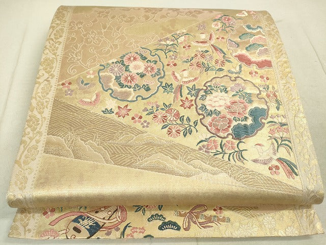 平和屋着物◎六通柄袋帯 唐織 厳島雪輪春秋文 金糸 引箔 逸品 DAAJ2575mz