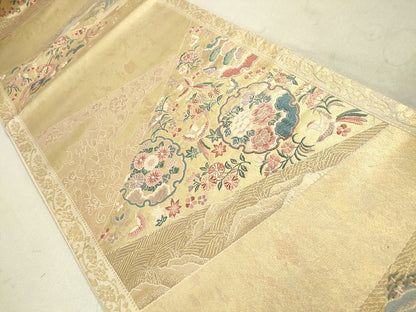 平和屋着物◎六通柄袋帯 唐織 厳島雪輪春秋文 金糸 引箔 逸品 DAAJ2575mz