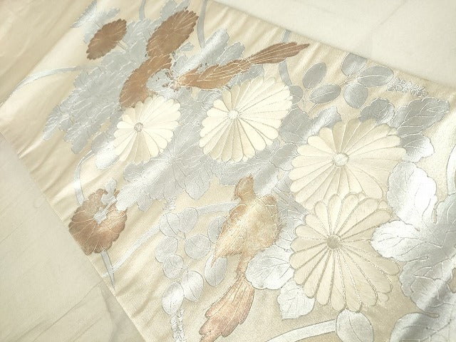 平和屋着物◎六通太鼓柄袋帯 駒刺繍 鳳凰花文 金銀彩 引箔 逸品 DAAJ2656mz