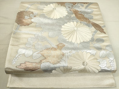 平和屋着物◎六通太鼓柄袋帯 駒刺繍 鳳凰花文 金銀彩 引箔 逸品 DAAJ2656mz