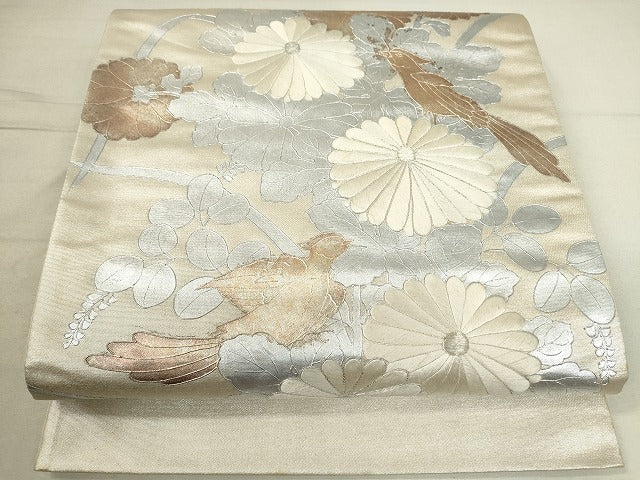 平和屋着物◎六通太鼓柄袋帯 駒刺繍 鳳凰花文 金銀彩 引箔 逸品 DAAJ2656mz