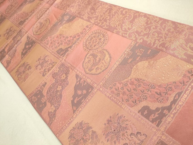 平和屋着物◎六通柄 本袋帯 天平錦 道長鳳凰花文 金糸 逸品 DAAJ2595mz
