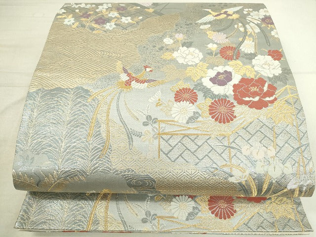 平和屋着物◎六通柄袋帯 九百新花鳥錦 金糸 逸品 DAAJ2677mz