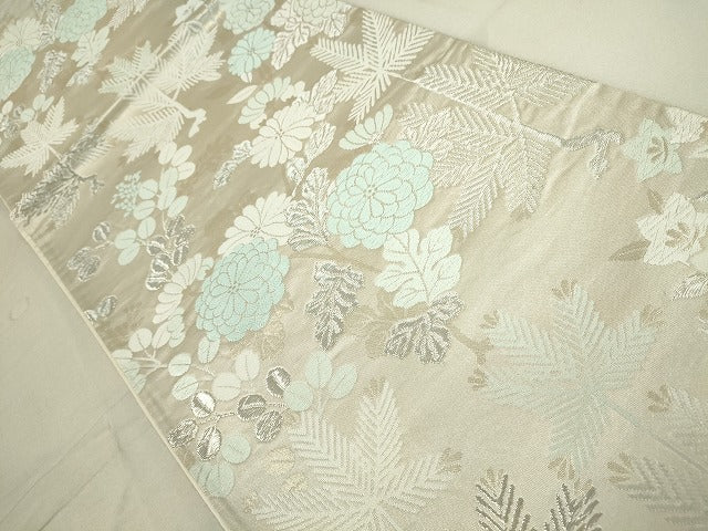 平和屋着物◎六通柄袋帯 能衣若草花文 金銀糸 逸品 DAAJ2662mz