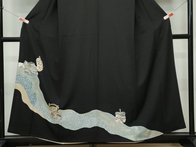 平和屋着物■豪華黒留袖 陶器花文 金彩 逸品 CAAI5866th