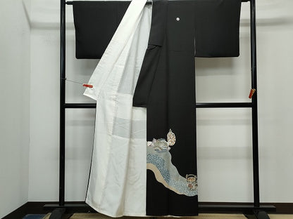 平和屋着物■豪華黒留袖 陶器花文 金彩 逸品 CAAI5866th