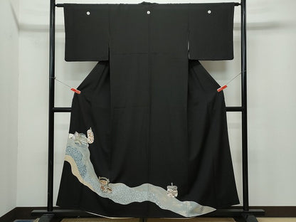 平和屋着物■豪華黒留袖 陶器花文 金彩 逸品 CAAI5866th