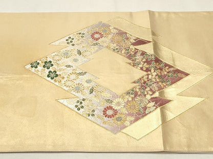 平和屋着物◎六通太鼓柄袋帯 草花文 金糸 逸品 CAAI1365ak
