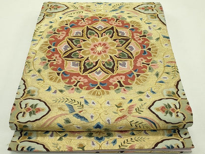 平和屋本店■極上　明綴れ　全通柄袋帯　正倉院花鳥文　金糸　逸品　CZAA1031s4