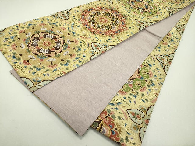平和屋本店■極上　明綴れ　全通柄袋帯　正倉院花鳥文　金糸　逸品　CZAA1031s4