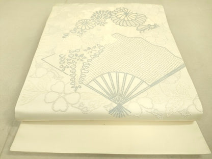 平和屋着物■太鼓柄袋帯 総刺繍 扇面花文 逸品 DAAI7828fe