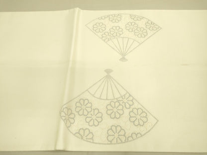 平和屋着物■太鼓柄袋帯 総刺繍 扇面花文 逸品 DAAI7828fe