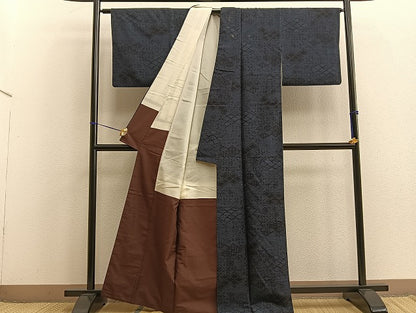 平和屋着物■上質な紬 幾何学文様 逸品 BAAK9233yc