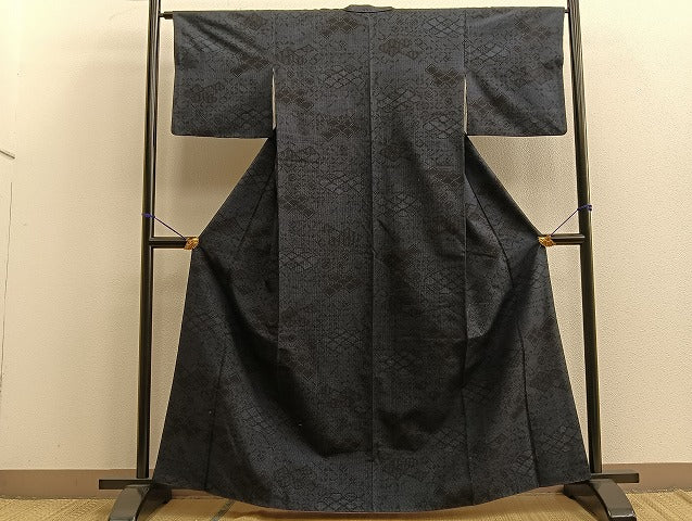 平和屋着物■上質な紬 幾何学文様 逸品 BAAK9233yc