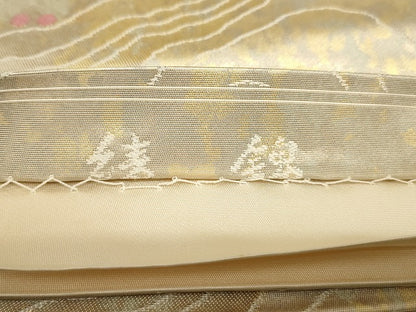 平和屋着物◎六通柄袋帯　綾錦　霞文　引箔　正絹　逸品　AAAM2988Asx