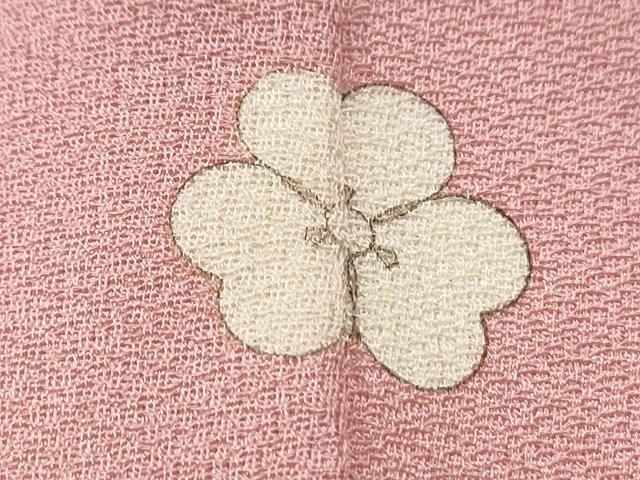 平和屋着物■付下げ　刺繍　家紋文　鴇色　逸品　CAAI8408yc