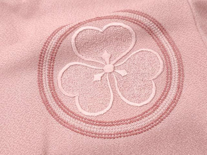 平和屋着物■付下げ　刺繍　家紋文　鴇色　逸品　CAAI8408yc