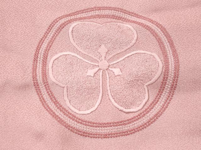 平和屋着物■付下げ　刺繍　家紋文　鴇色　逸品　CAAI8408yc