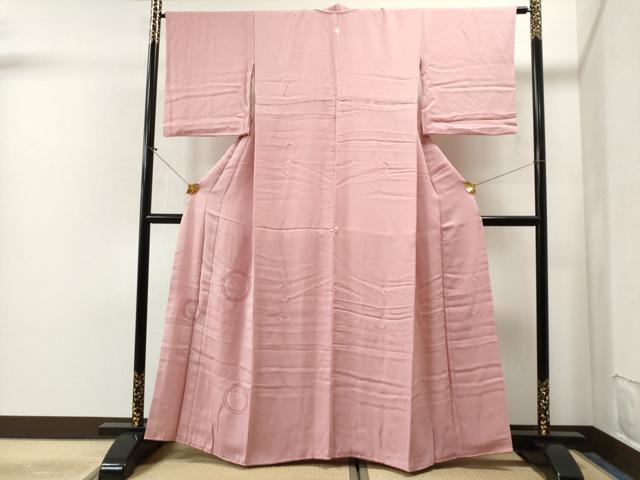 平和屋着物■付下げ　刺繍　家紋文　鴇色　逸品　CAAI8408yc
