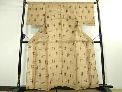 平和屋本店＊極上 夏物 芭蕉布 手積み芭蕉糸100％ 井桁絣 逸品 DZAA0098kh4