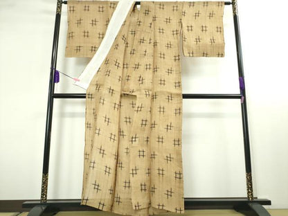 平和屋本店＊極上 夏物 芭蕉布 手積み芭蕉糸100％ 井桁絣 逸品 DZAA0098kh4