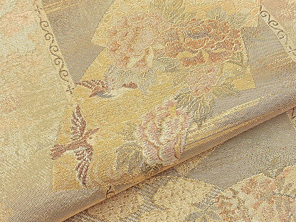 平和屋着物◎佐賀錦 六通柄袋帯 地紙花鳥間道 金糸 逸品 BAAK0240qt