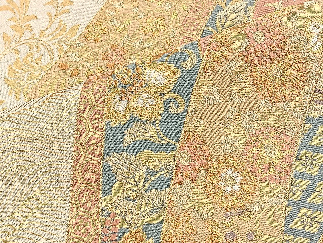 平和屋着物◎六通柄袋帯 熨斗名物裂 金糸 逸品 BAAK0261qt
