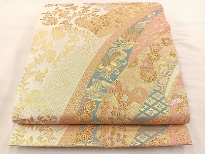 平和屋着物◎六通柄袋帯 熨斗名物裂 金糸 逸品 BAAK0261qt