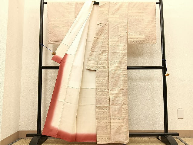 平和屋着物■上質な紬 幾何学模様 逸品 BAAK9090yt