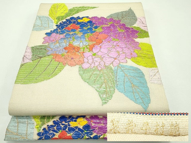 期間限定セール30％off■最高級　夏物　龍村平蔵製　六通太鼓柄　本袋帯　あぢさい錦　金糸　逸品　CZAA1038s4