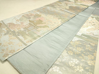 平和屋着物◎六通柄袋帯 風景花文 金銀糸 逸品 DAAJ4057re
