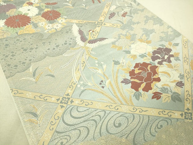 平和屋着物◎六通柄袋帯 九百新花鳥錦 金銀糸 逸品 DAAJ4068re