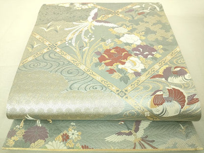 平和屋着物◎六通柄袋帯 九百新花鳥錦 金銀糸 逸品 DAAJ4068re