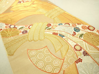 平和屋着物◎六通柄袋帯 景福熨斗文 金銀糸 逸品 DAAJ4084re