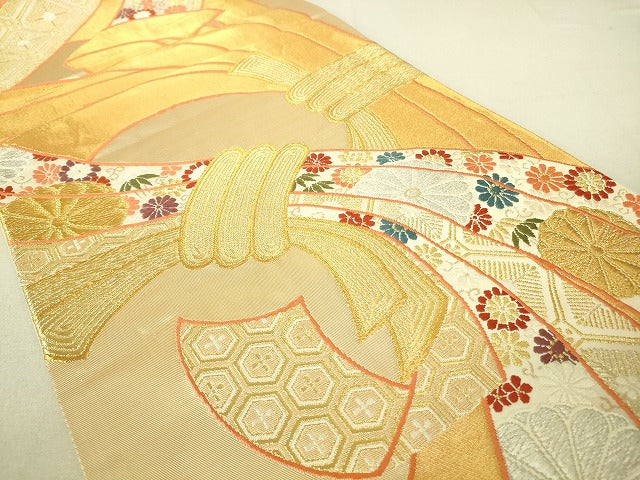 平和屋着物◎六通柄袋帯 景福熨斗文 金銀糸 逸品 DAAJ4084re
