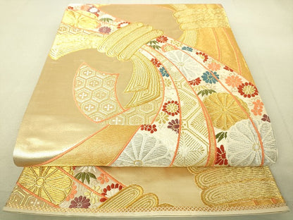 平和屋着物◎六通柄袋帯 景福熨斗文 金銀糸 逸品 DAAJ4084re