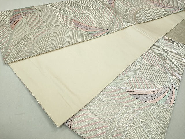 平和屋着物◎六通柄袋帯 飛鶴文 銀糸 逸品 CAAI3762ku