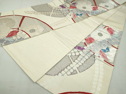 平和屋着物◎六通柄袋帯 草花文 プラチナ箔二重織 逸品 CAAI3758ku
