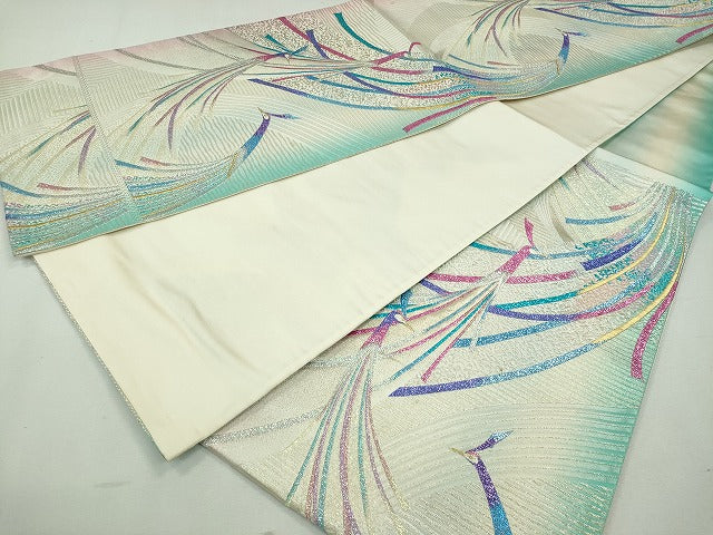 平和屋着物◎六通柄袋帯 飛鶴文 金銀糸 逸品 CAAI3761ku