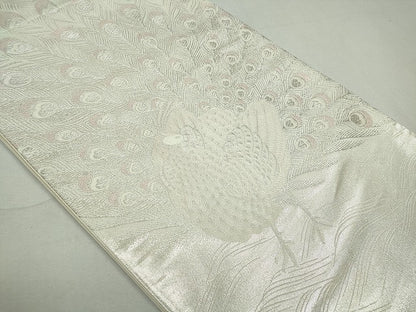 平和屋着物◎六通柄袋帯 孔雀文 銀糸 逸品 CAAI3771ku